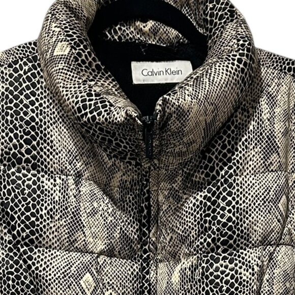 Calvin Klein Snakeskin Print Duck Down Puffer Jacket • Women’s XL • Quilted - Picture 4 of 8